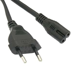 European Plug 2-Prong Figure-8 (Non-polarized) Power Cord European Plug 2-Prong Figure-8 (Non-polarized) Power Cord